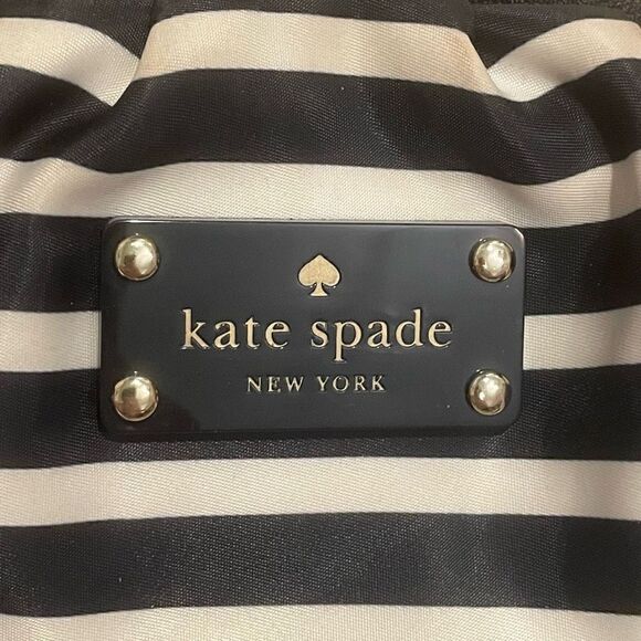 Kate Spade Crossbody Black and White Gold Chain Small Nautical Striped - Picture 5 of 12